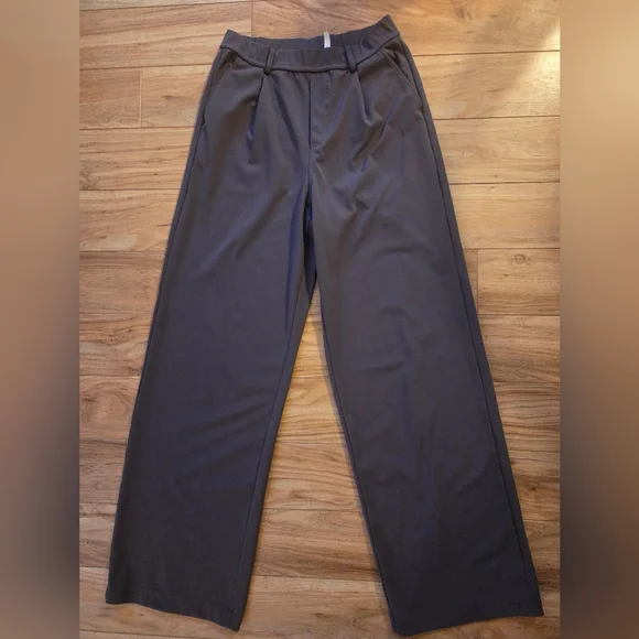 Halara Pleated Wide Leg Pants Womens Brown Pull On Work Comfy - Picture 1 of 7